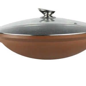 Null Cheffinger WOK Pfanne 30cm Induktion Aluguss Mit Deckel Antihaft Bratpfanne Abnehmbarer Griff Marmorbeschichtung Gastronomie Home Wokpfanne Rot 17