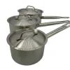 Null 3er Set GSP Saucentopf Sauteuse Stielkasserolle Edelstahl Induktion Gas Ceran Ø 16cm, Ø 18cm, Ø 22cm 23