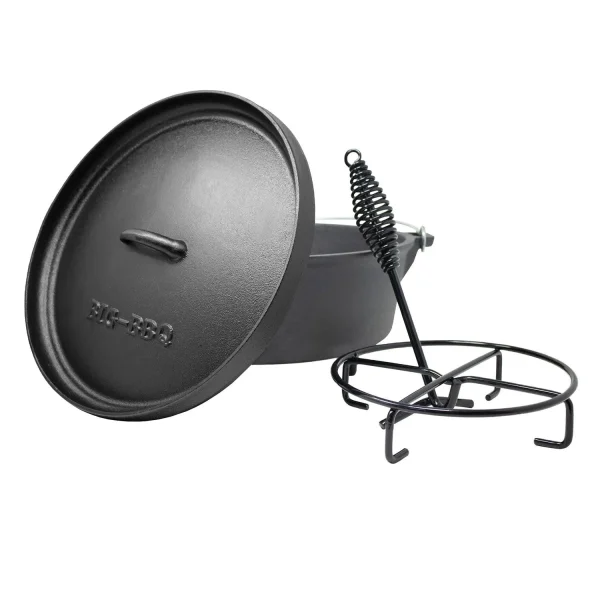 Klarstein Galloway Dutch Oven 12.0 BBQ-Topf Gusseisen Standfüße Größe XL / 12 Qt Schwarz 5