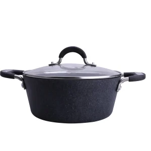 Null AMERCOOK | Rockstone Kochtopf 28cm Mit Deckel | Schiefernoptik | Für Alle Herdarten | Cooking Pot | Induktion Geeignet | Griffe Aus Edelstahl 11