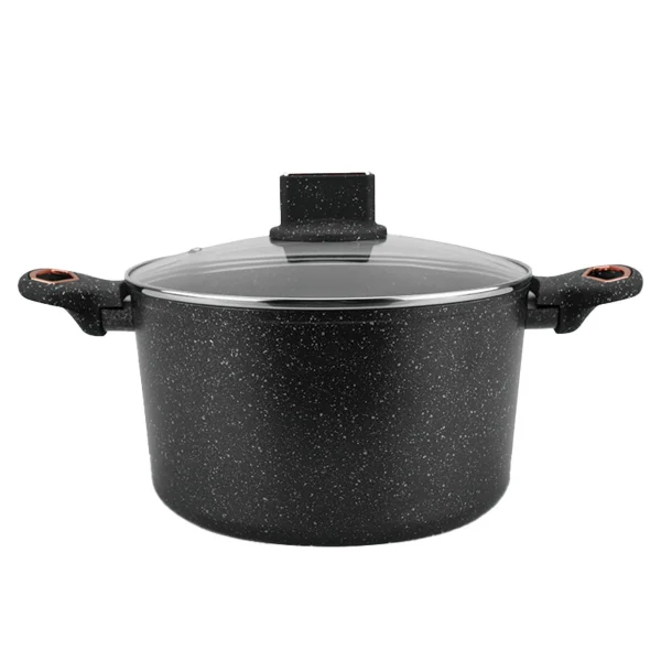 Null AMERCOOK | Rockstone Kochtopf 28cm Mit Deckel | Schiefernoptik | Für Alle Herdarten | Cooking Pot | Induktion Geeignet | Griffe Aus Edelstahl 6