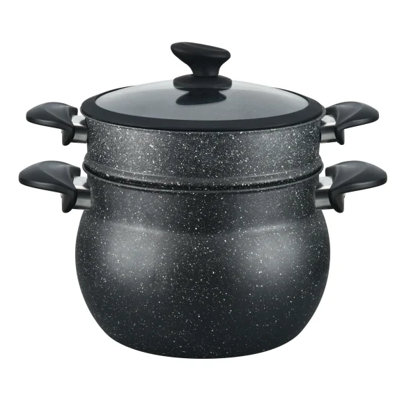 Null 3 Tlg Kuskus Topf 8L Dampfgarer COUSCOUS Ø24cm Dampfkocher Gemüse Steamer Induktion Mantykocher 1