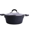 Null AMERCOOK | Rockstone Kochtopf 28cm Mit Deckel | Schiefernoptik | Für Alle Herdarten | Cooking Pot | Induktion Geeignet | Griffe Aus Edelstahl 25