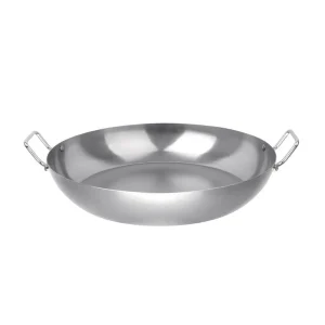 Vogue Stahl Wok Flacher Boden 356mm 15