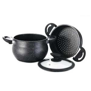 Null 3 Tlg Kuskus Topf 12L Dampfgarer COUSCOUS Ø26cm Dampfkocher Gemüse Steamer Induktion Mantykocher 19