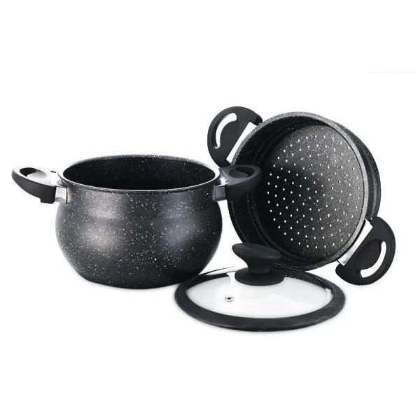 Null 3 Tlg Kuskus Topf 12L Dampfgarer COUSCOUS Ø26cm Dampfkocher Gemüse Steamer Induktion Mantykocher 7