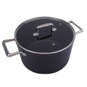 Null AMERCOOK | Rockstone Kochtopf 28cm Mit Deckel | Schiefernoptik | Für Alle Herdarten | Cooking Pot | Induktion Geeignet | Griffe Aus Edelstahl 15