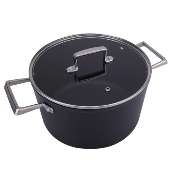 Null AMERCOOK | Rockstone Kochtopf 28cm Mit Deckel | Schiefernoptik | Für Alle Herdarten | Cooking Pot | Induktion Geeignet | Griffe Aus Edelstahl 5