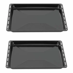 Null ICQN 460 X 375 X 30 Mm Backblech Set | Passend Für Bosch Siemens Neff Constructa | 2er Emaillierte Fettpfanne Für Backofen | Kratzfest & Rosfrei | 46 17