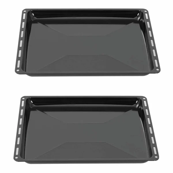 Null ICQN 460 X 375 X 30 Mm Backblech Set | Passend Für Bosch Siemens Neff Constructa | 2er Emaillierte Fettpfanne Für Backofen | Kratzfest & Rosfrei | 46 6