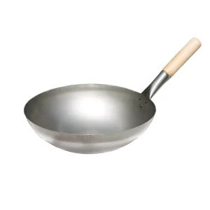 Null Original Chinesische Wokpfanne Mit Holzgriff, Ø 30 Cm – Inkl. Edelstahl WOK-Ring 11