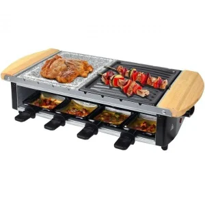 Syntrox-germany Edelstahl Raclette Uri Für 8 Personen Mit Grillplatte Und Heißem Stein 19