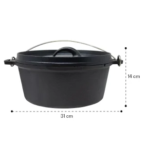 Klarstein Galloway Dutch Oven 4.5 BBQ-Topf Gusseisen Voreingebrannt Größe S / 4.5 Qt Schwarz 19