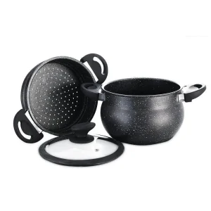 Null 3 Tlg Kuskus Topf 12L Dampfgarer COUSCOUS Ø26cm Dampfkocher Gemüse Steamer Induktion Mantykocher 15