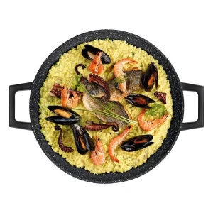 Null Aluguss Paellapfanne Pfanne Paella Ø40 Induktion Silikongriffe Bratpfanne Backofen Grillpfanne 19