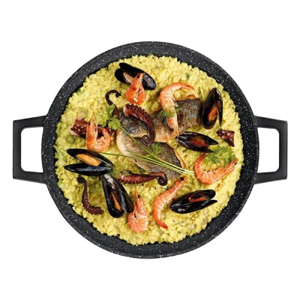 Null Aluguss Paellapfanne Pfanne Paella Ø40 Induktion Silikongriffe Bratpfanne Backofen Grillpfanne 7