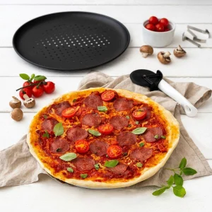 Null Zenker Pizza Stahlblech Set Pizzablech 6-tlg. Antihaftbeschichtet Schwarz 19