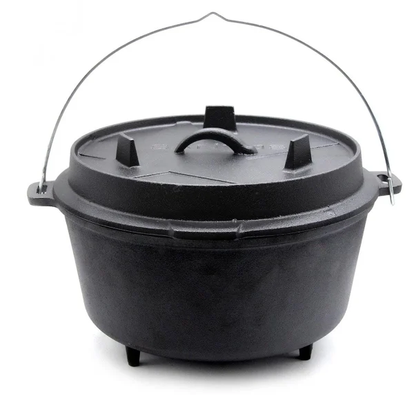 Klarstein Guernsey Premium Dutch Oven 6.0 BBQ-Topf Gusseisen Standfüße Größe M / 6 Qt Schwarz 7