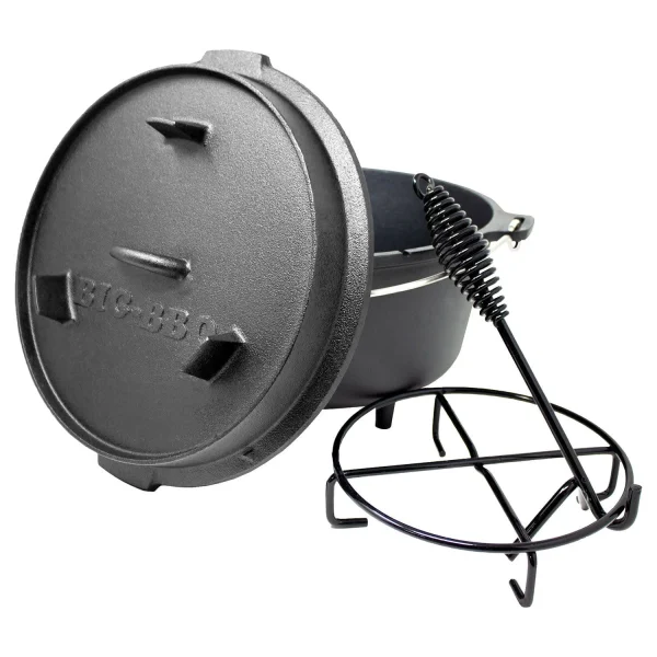 Klarstein Guernsey Premium Dutch Oven 6.0 BBQ-Topf Gusseisen Standfüße Größe M / 6 Qt Schwarz 1