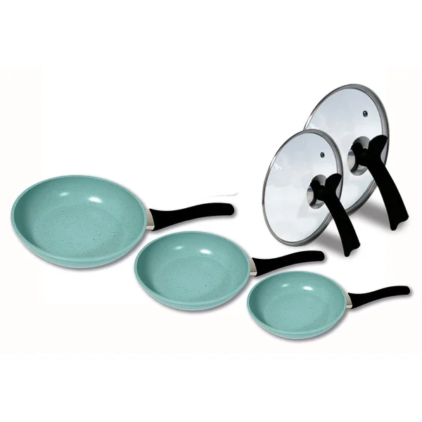 Null Jade Pan Set – 5ER-SET – 20/24/28cm, 2x Glasdeckel, Türkis 1