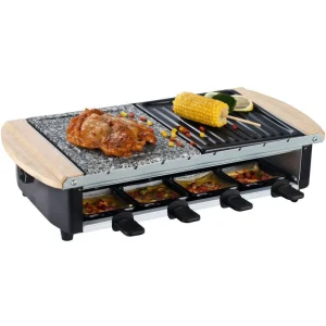 Syntrox-germany Edelstahl Raclette Uri Für 8 Personen Mit Grillplatte Und Heißem Stein 17