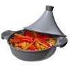 Null Aluguss Tajine Tagine Ø28cm Induktion Silikongriffe Gartopf Dampfgarer Bräter Silber 25