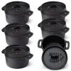 Null BBQ-Nerd© 6er Set Mini Dutch Oven | Kleiner Gusseisentopf Mit Deckel 11x5cm Für Grill, Feuerstelle, Backofen, Herd ǀ Serviertöpfe Kochtopf Schmortopf 23