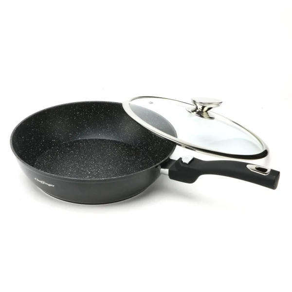 Null Cheffinger Wok Pfanne Induktion Deckel Abnehmbarer Griff Ø30cm Marmor 1