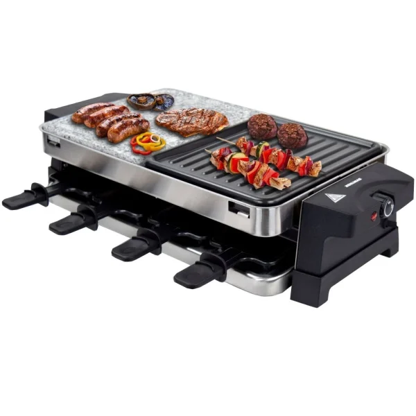 Syntrox-germany Edelstahl Raclette Für 8 Personen Mit Heißem Stein Und Grillplatte 1