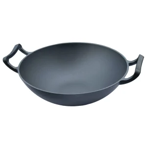 Null Original Chinesische Wokpfanne Mit Holzgriff, Ø 30 Cm – Inkl. Edelstahl WOK-Ring 17