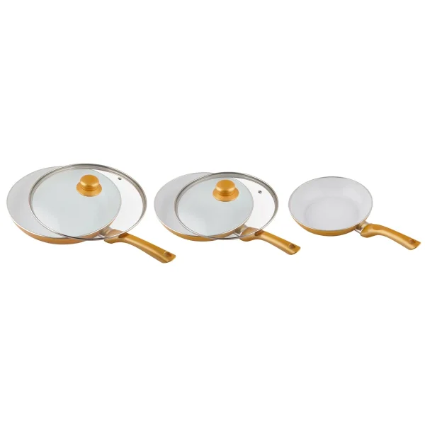 Null CERAMICORE – 5ER-SET KERAMIK 20/24/28cm 2x Glasdeckel Gold 1