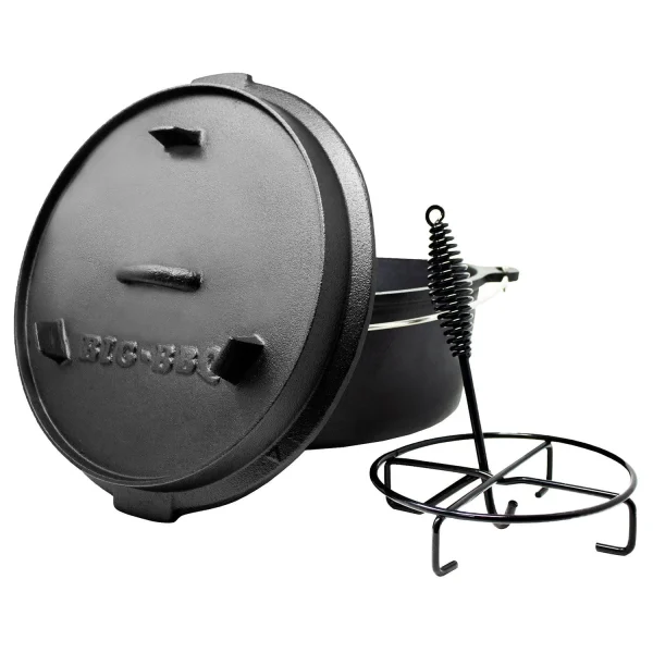 Klarstein Guernsey Premium Dutch Oven 6.0 BBQ-Topf Gusseisen Voreingebrannt Größe M / 6 Qt Schwarz 6