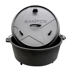 Null BBQ-Nerd© Dutch Oven “Professional” 4,2L Mit Füßen | Bereits Eingebrannt | Gusseisen Feuertopf Mit Deckel Und Integr. Bratpfanne und Deckelheber 21