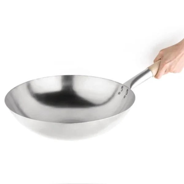 Vogue Stahl Wok Runder Boden 35,5cm 8