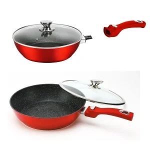 Null Cheffinger WOK Pfanne 30cm Induktion Aluguss Mit Deckel Antihaft Bratpfanne Abnehmbarer Griff Marmorbeschichtung Gastronomie Home Wokpfanne Schwarz 11