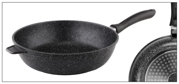 Null Aluguss Pfanne 28cm Bratpfanne Schmorrpfanne Induktion Kratzfest Granitoptik 1