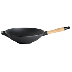 Null Original Chinesische Wokpfanne Mit Holzgriff, Ø 30 Cm – Inkl. Edelstahl WOK-Ring 13