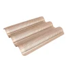 Null CHEFMADE | 3 Mulden Baguetteblech | 270x242x22mm | Champagnergold | Antihaft- & Silikonbeschichtet | Baguetteform | Ciabatta Backform | Brötchenblech 25